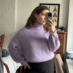 H&M Purple Knit Turtleneck Sweater